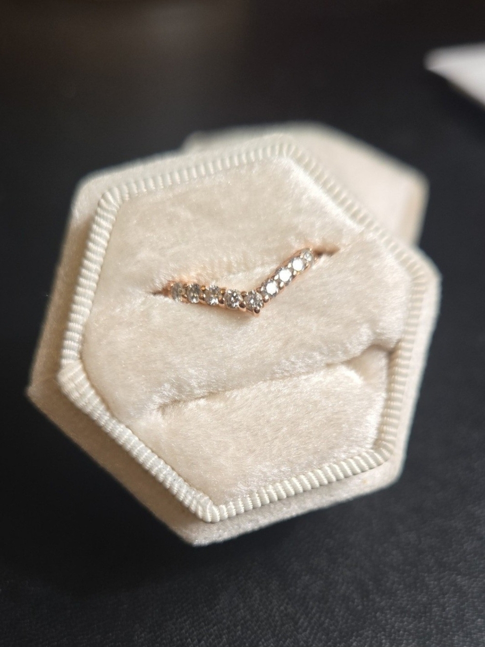 V-Shaped Rose Gold Diamond Ring - 14KT Rose Gold
